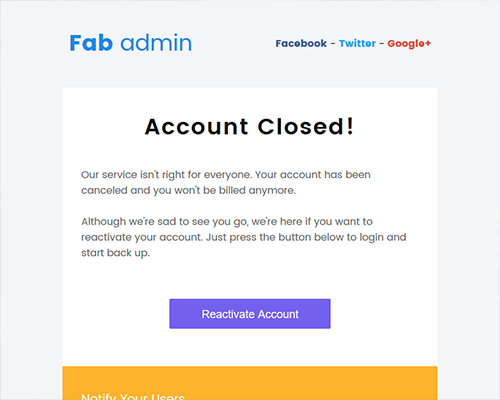 Closed Account page