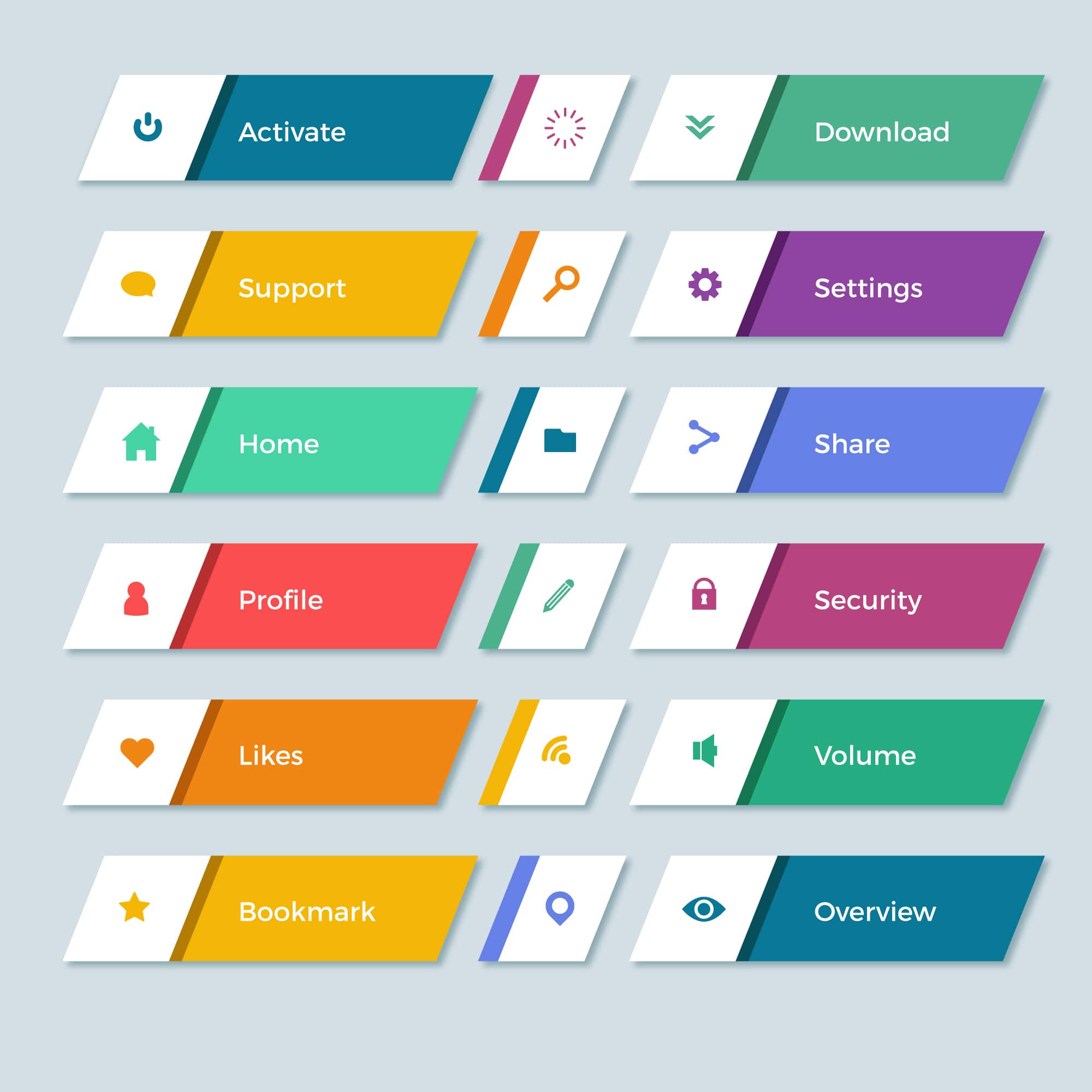 Colorful Web Design Button Collection