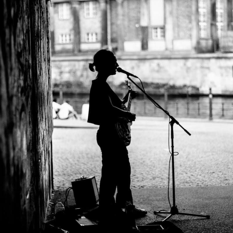 man singing using microphone